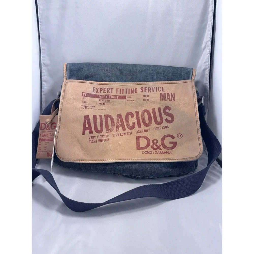 Vintage Dolce & Gabbana Audacious Messenger Bag Blue Denim Y2K Archive Rare